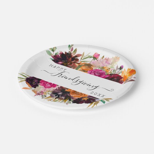 Autumn Boho Floral Friendsgiving Papieren Bordje (Gekanteld)