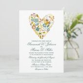 Autumn Boho Floral Heart Fall Wedding Invitations Kaart (Staand voorkant)