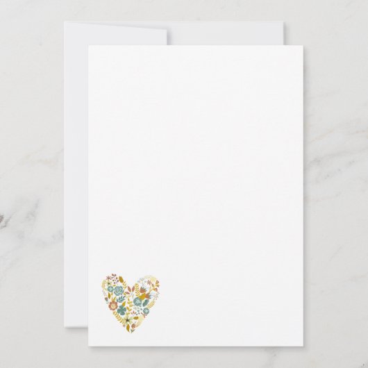Autumn Boho Floral Heart Fall Wedding Invitations Kaart (Achterkant)