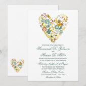 Autumn Boho Floral Heart Fall Wedding Invitations Kaart (Voorkant / Achterkant)