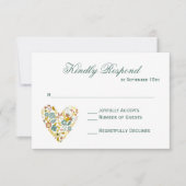 Autumn Boho Floral Heart Fall Wedding RSVP kaarten (Voorkant)