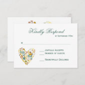 Autumn Boho Floral Heart Fall Wedding RSVP kaarten (Voorkant / Achterkant)