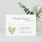Autumn Boho Floral Heart Fall Wedding RSVP kaarten Kaartje (Staand voorkant)