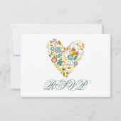 Autumn Boho Floral Heart Fall Wedding RSVP kaarten Kaartje (Achterkant)