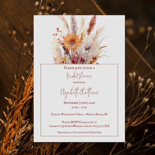 Autumn Boho Floral Vrijgezellenfeest | Wit Kaart