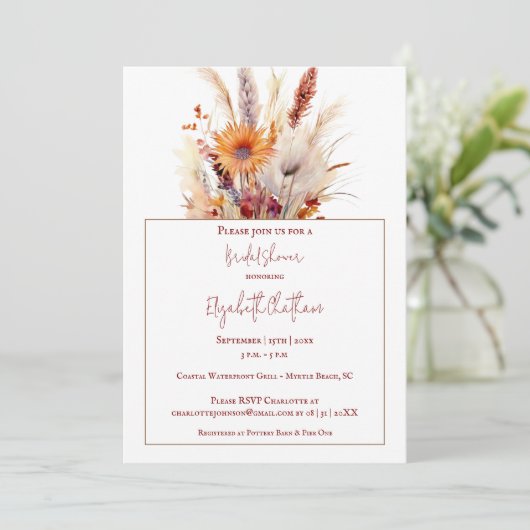 Autumn Boho Floral Vrijgezellenfeest | Wit Kaart (Staand voorkant)