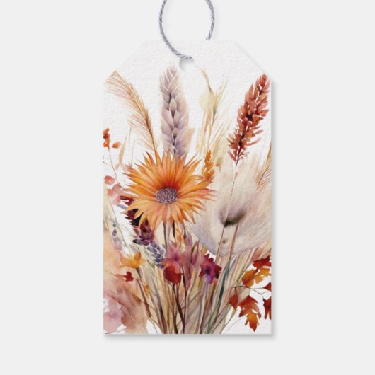Autumn Boho Floral | Witte bruiloft Cadeaulabel (Achterkant)