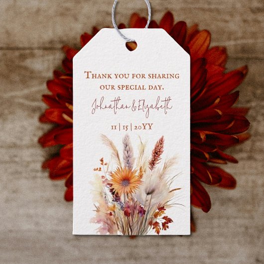 Autumn Boho Floral | Witte bruiloft Cadeaulabel