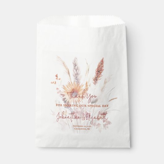 Autumn Boho Floral | Witte bruiloft gunst tas Bedankzakje (Voorkant)
