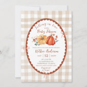 Autumn Boho Gingham Pumpkin Baby shower Uitnodigin Kaart (Voorkant)