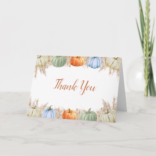 Autumn Boho Pampas Grass Thank You Card | Fall Bedankkaart (Voorkant)