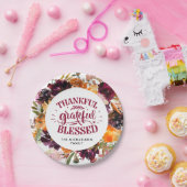 Autumn Boho persoonlijke Floral Thanksgiving Papieren Bordje (Feest)