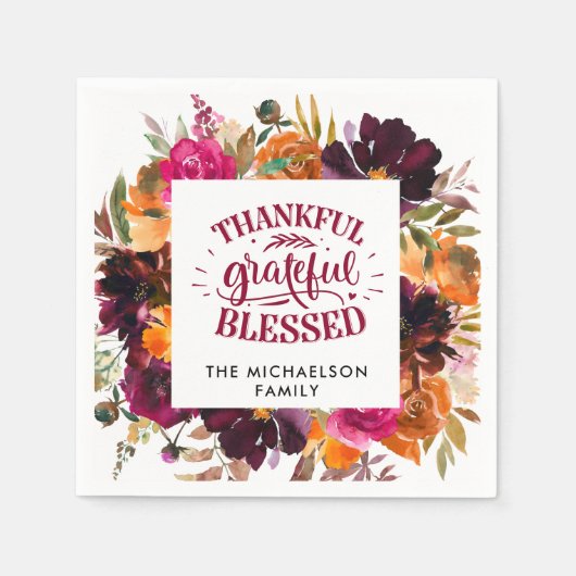 Autumn Boho persoonlijke Floral Thanksgiving Servet (Voorkant)