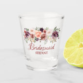 Autumn Boho rustieke Waterverf Bloemen Bruidsmeisj Shot Glas (Voorkant)