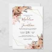 Autumn Boho Terracotta Floral Geometry Wedding Kaart (Voorkant)
