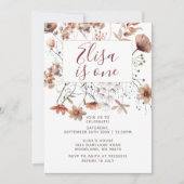 Autumn Boho Wildbloemen 1e verjaardag Invitat Kaart (Voorkant)