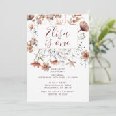 Autumn Boho Wildbloemen 1e verjaardag Invitat Kaart (Staand voorkant)