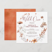 Autumn Boho Wildbloemen 1e verjaardag Invitat Kaart (Voorkant / Achterkant)