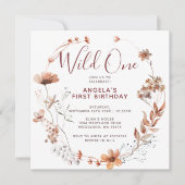 Autumn Boho Wildbloemen 1e verjaardag Invitat Kaart (Voorkant)