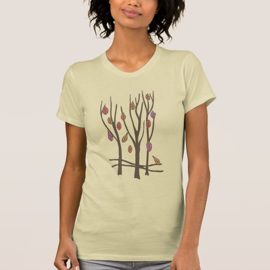 Autumn bomen en bladeren herfst paars tshirt (Voorkant)