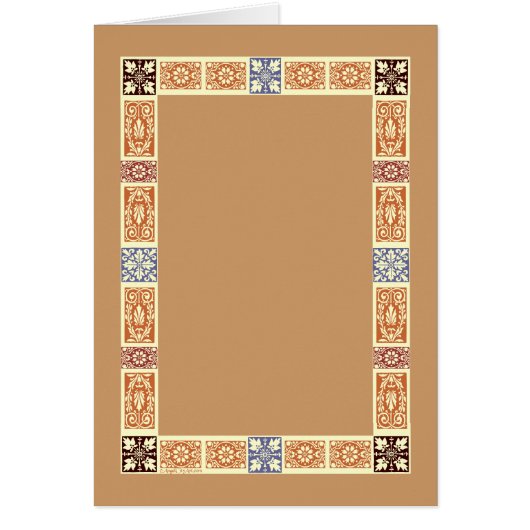 Autumn Border Brown Blue Blank Art Kaart (Voorkant)