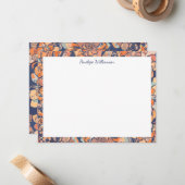 Autumn Botanical Earthy Neutrals Blue Personalized Notitiekaartje (Voorkant / Achterkant in situ)