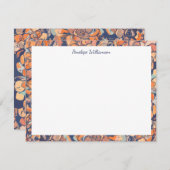 Autumn Botanical Earthy Neutrals Blue Personalized Notitiekaartje (Voorkant / Achterkant)