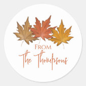 Autumn Botanical Leaves Herfst Foliage Elegant Ronde Sticker (Voorkant)