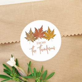 Autumn Botanical Leaves Herfst Foliage Elegant Ronde Sticker