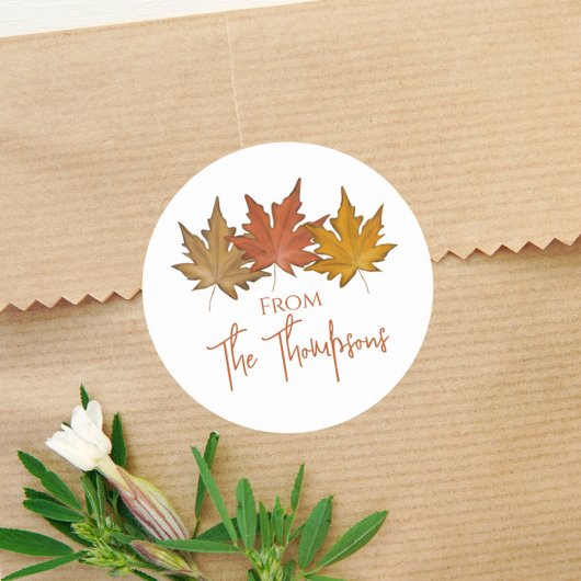 Autumn Botanical Leaves Herfst Foliage Elegant Ronde Sticker