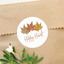 Autumn Botanical Leaves Herfst Foliage Elegant Ronde Sticker