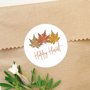 Autumn Botanical Leaves Herfst Foliage Elegant Ronde Sticker