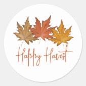 Autumn Botanical Leaves Herfst Foliage Elegant Ronde Sticker (Voorkant)