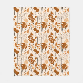Autumn Botanical Leaves Minimalist  Fleece Deken
