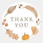 Autumn Botanical Whimsy Herfst Baby shower Favor Ronde Sticker (Voorkant)