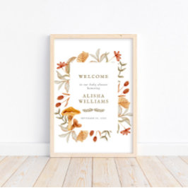 Autumn Botanical Whimsy Herfst Baby shower Welkom Poster