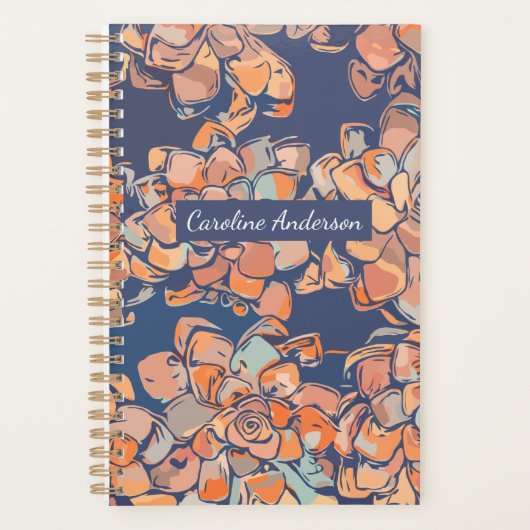 Autumn Botanicals Earthy Neutral Navy Personalized Planner (Voorkant)