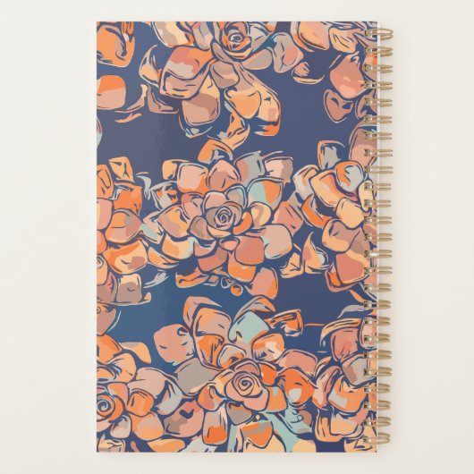Autumn Botanicals Earthy Neutral Navy Personalized Planner (Achterkant)