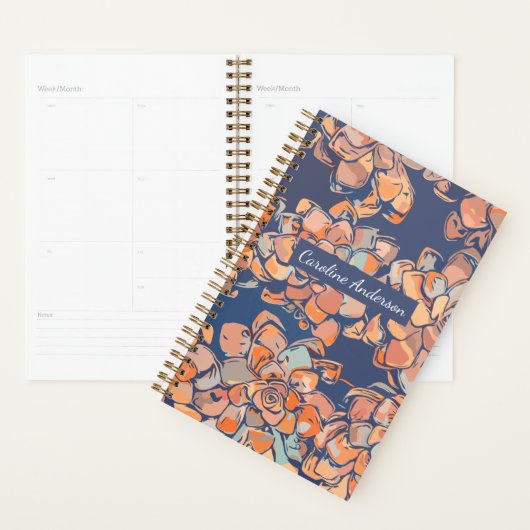 Autumn Botanicals Earthy Neutral Navy Personalized Planner (Display)
