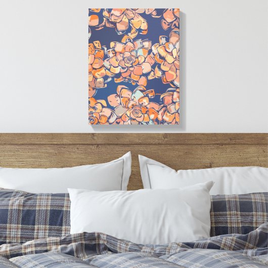 Autumn Botanicals in de "Earthy Neutrals" en "Navy Canvas Afdruk (Insitu (Slaapkamer))