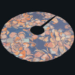 Autumn Botanicals in de "Earthy Neutrals" en "Navy Kerstboom Rok<br><div class="desc">Deze aangepaste kerstboomrok is voorzien van een prachtig  botanisch patroon van de floralen in het najaar blauw en woestijnblauw sinaasappel. Pas het aan met jouw naam. Geweldig cadeauidee.</div>