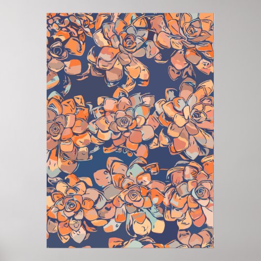 Autumn Botanicals in de "Earthy Neutrals" en "Navy Poster (Voorkant)