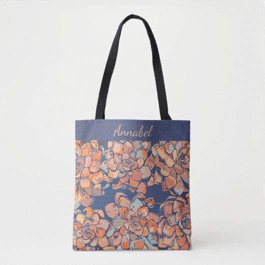 Autumn Botanicals in de "Earthy Neutrals" en "Navy Tote Bag (Voorkant)