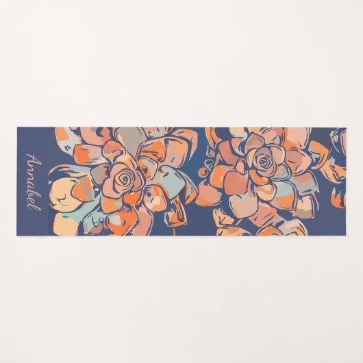 Autumn Botanicals in de "Earthy Neutrals" en "Navy Yogamat (Voorkant (horizontaal))