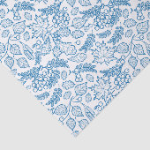 Autumn Botanische bladeren Blauwe Witte ontkoppeli Tissuepapier (Detail)