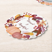 Autumn Bounty Blessed Thanksgiving Kartonnen Onderzetters (Gekanteld)