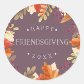 Autumn Bounty | Happy Friendsgiving Ronde Sticker (Voorkant)