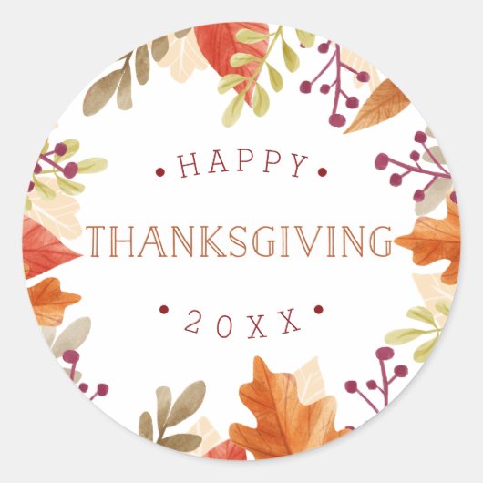 Autumn Bounty | Happy Thanksgiving Ronde Sticker (Voorkant)