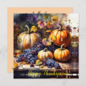 Autumn Bounty, pompoenen druiven -Thanksgiving Kaart (Voorkant / Achterkant)