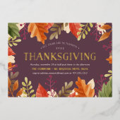 Autumn Bounty | Thanksgiving diner Folie Uitnodiging (Voorkant)